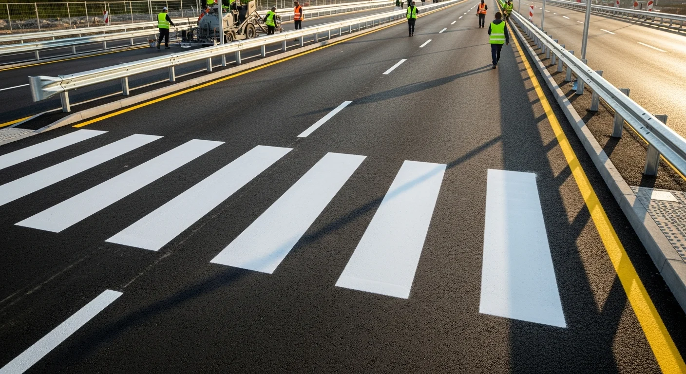 Construction site line marking with company van