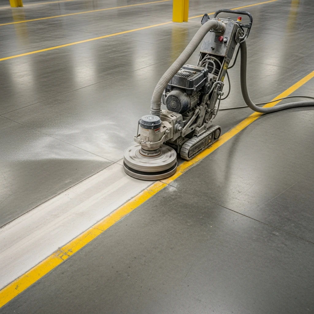 Line marking removal equipment in action
