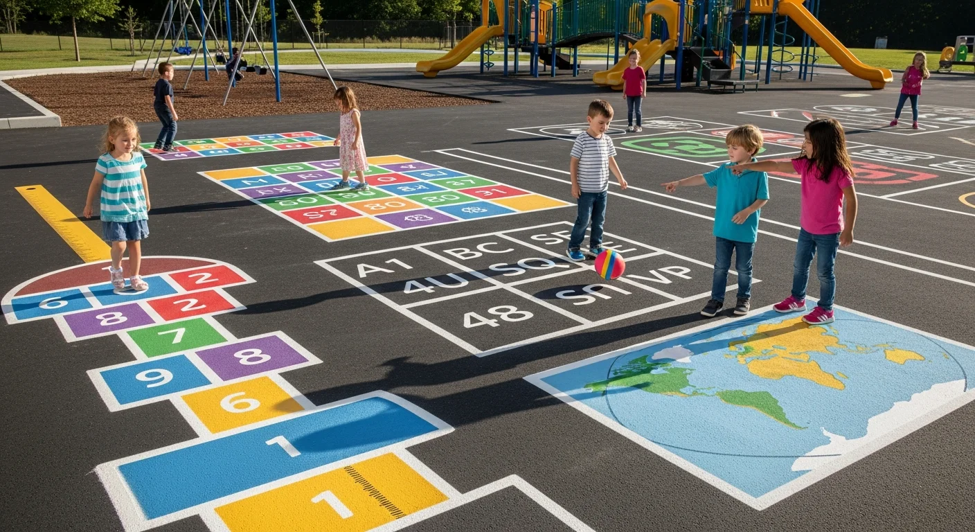 Colourful school playground markings